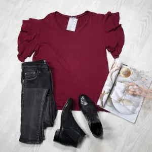 Wine Flutter Sleeve Tee