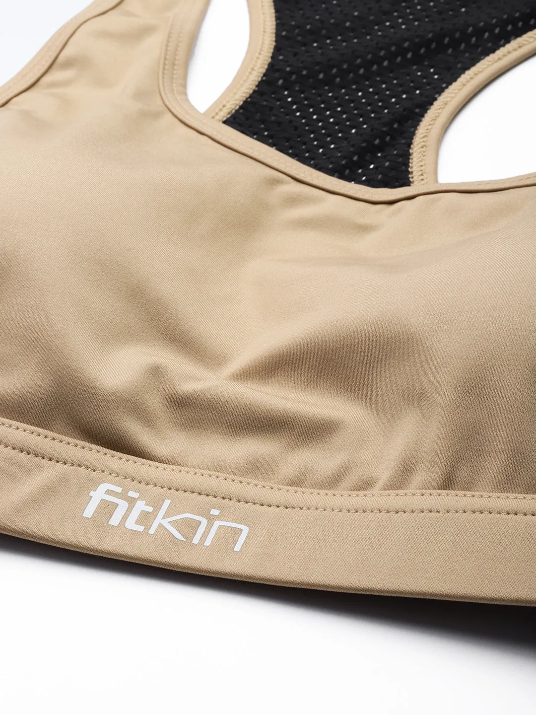 Women's Adjustable Cross Back  Beige Sports Bra