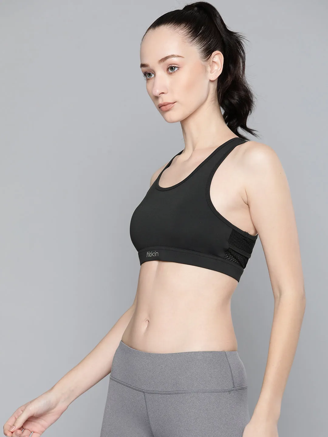 Women's Adjustable Cross Back  Black Sports Bra