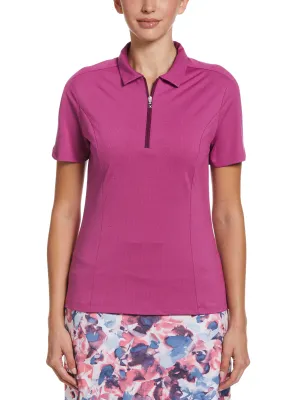 Womens Tonal Heather 1/4 Zip Polo